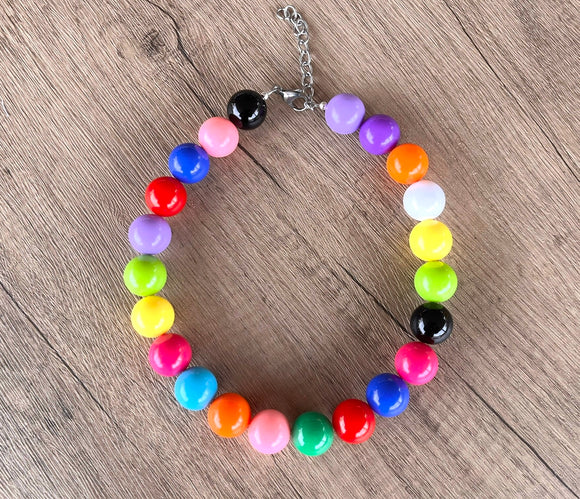 Multi Color Choker Acrylic Beaded Short Lucite Statement Necklace - Betty