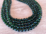 Dark Green Crystal Beaded Multi Strand Chunky Statement Necklace - Anna Marie