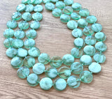 Mint Green Lucite Acrylic Beaded Multi Strand Chunky Statement Necklace - Charlotte