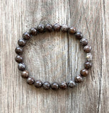 Mens Brown Jasper Stone Stretchy Beaded Bracelet - Beck