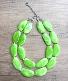 Lime Green Statement Acrylic Beaded Chunky Multi Strand Necklace - Miranda