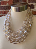 Clear Gold Lucite Acrylic Chunky Multi Strand Statement Necklace - Lauren