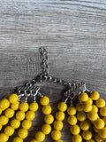 Dark Yellow Acrylic Lucite Bead Chunky Multi Strand Statement Necklace - Alana