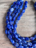 Royal Blue Lucite Acrylic Beaded Multi Strand Chunky Statement Necklace - Lauren