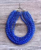 Blue Faceted Acrylic Beaded Multi Strand Statement Necklace - Angelina