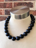 Black Matte Choker Acrylic Beaded Short Lucite Statement Necklace - Betty