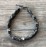 Mens Gray Hematite Bead Stone Bracelet Mens Jewelry - Dylan