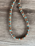 Wood Turquoise Blue Brown Mens Beaded Surfer Necklace - Dennis