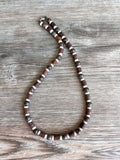 Mens Brown White Wood Jasper Stone Beaded Surfer Long Short Mens Necklace - Saul