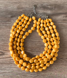 Yellow Lucite Acrylic Beaded Chunky Multi Strand Statement Necklace - Julianna