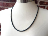 Mens Gray Beaded Hematite Long Short Thin Stone Necklace - Everett