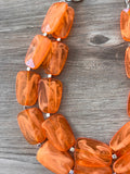 Orange Acrylic Lucite Beaded Chunky Statement Necklace - Jane