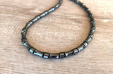 Mens Gray Hematite Beaded Stone Necklace - Aiden