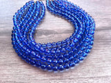 Blue Faceted Acrylic Beaded Multi Strand Statement Necklace - Angelina