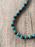 Outer Banks TV Show Pope Wood Turquoise Lava Rock Mens Beaded Surfer Necklace - Rocky