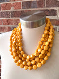 Yellow Lucite Acrylic Beaded Chunky Multi Strand Statement Necklace - Julianna