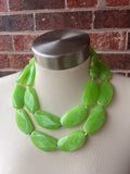 Lime Green Statement Acrylic Beaded Chunky Multi Strand Necklace - Miranda