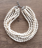 Ivory Acrylic Lucite Bead Chunky Multi Strand Statement Necklace - Alana