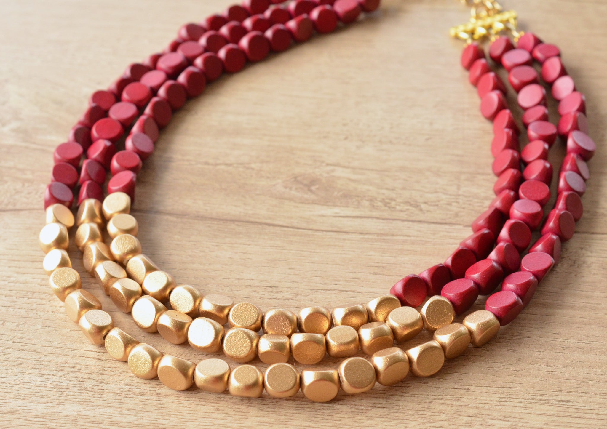 Handmade Wooden Beads African Statement Choker Beaded Necklace with Mat -  Afrikrea