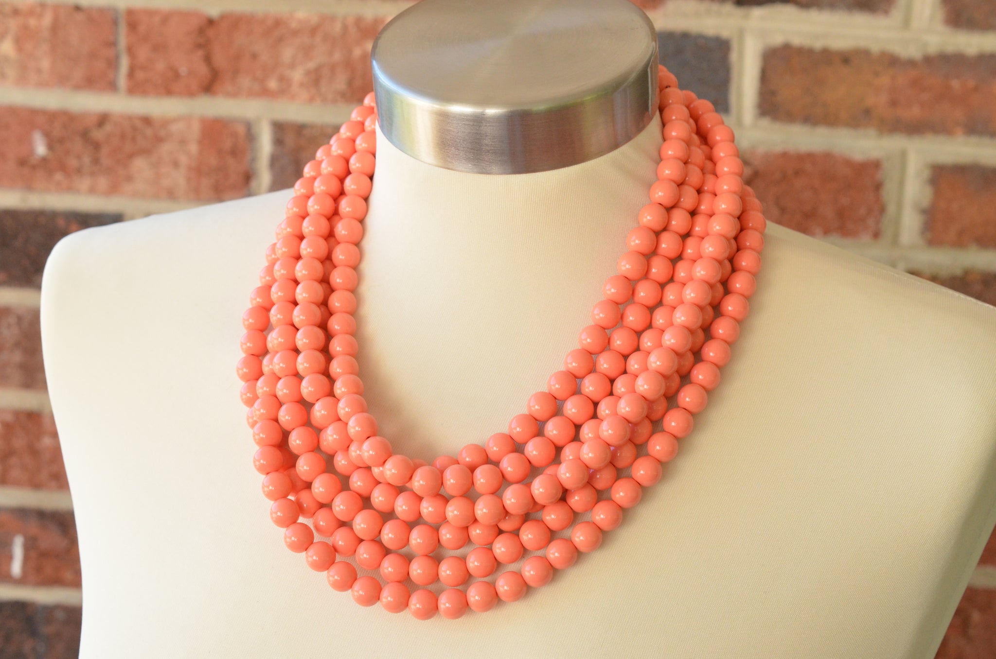 STATEMENT massive molded transparent cognac orange lucite plastic graduated beaded 2024 necklace