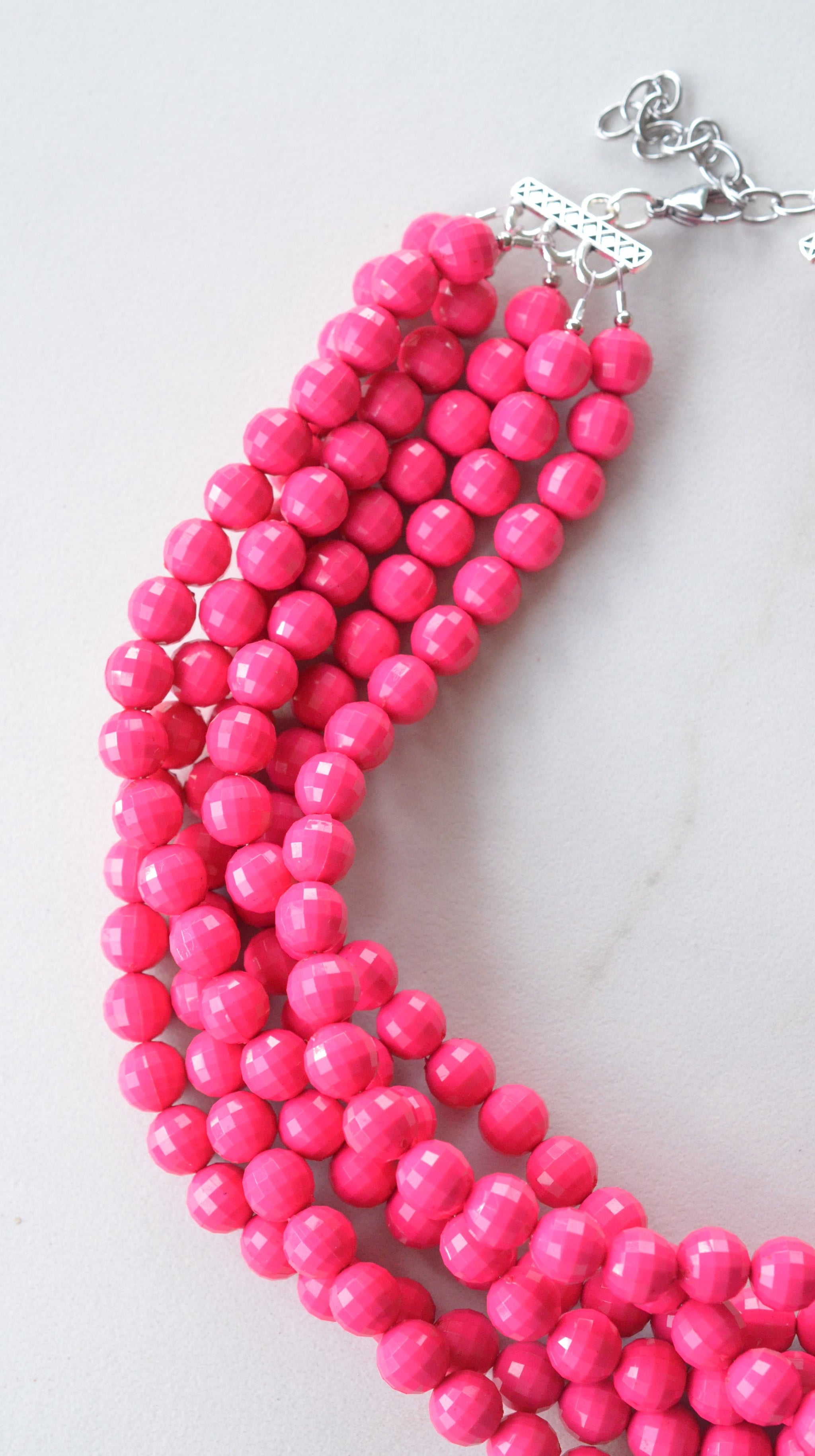 Extra Chunky Blush + White Statement Necklace, 2024 multi strand bright jewelry, chunky statement necklace, pink necklace, blush pink clear resin