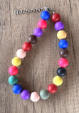 Multi Color Matte Choker Acrylic Beaded Short Lucite Statement Necklace - Betty