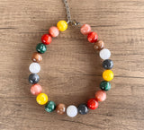 Multi Color Choker Acrylic Beaded Short Lucite Statement Necklace - Betty