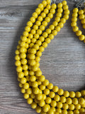 Dark Yellow Acrylic Lucite Bead Chunky Multi Strand Statement Necklace - Alana