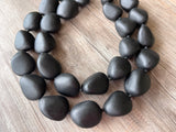 Black Matte Resin Bead Multi Strand Statement Necklace - Nikki