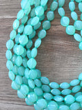 Mint Green Statement Lucite Beaded Chunky Multi Strand Necklace - Minnie