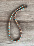 Wood Turquoise Blue Brown Mens Beaded Surfer Necklace - Dennis