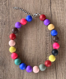 Multi Color Matte Choker Acrylic Beaded Short Lucite Statement Necklace - Betty