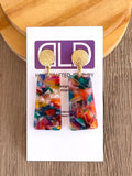 Colorful Lucite Acrylic Terrazzo Dangle Womens Statement Earrings - Nevaeh