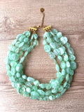 Mint Green Lucite Bead Acrylic Chunky Multi Strand Statement Necklace - Valerie