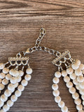 White Stone Magnesite Beaded Chunky Multi Strand Statement Necklace - Michelle