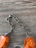 Orange Acrylic Lucite Beaded Chunky Statement Necklace - Jane