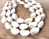 White Matte Resin Beaded Chunky Multi Strand Statement Necklace - Morgan