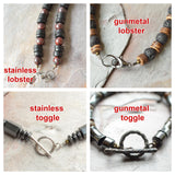 Hematite Brown Black Gray Beaded Stone Mens Necklace - Terrance