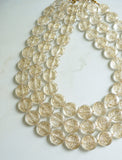 Clear Gold Lucite Bead Multi Strand Chunky Statement Necklace - Charlotte