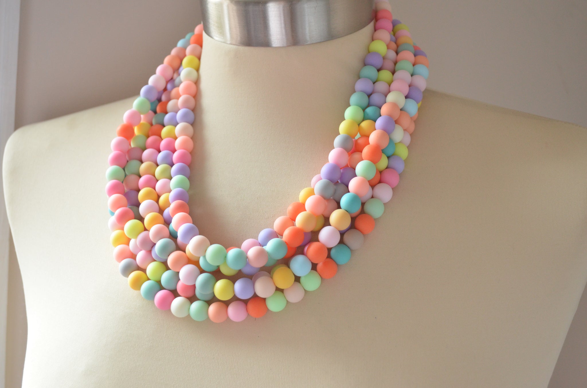 Handmade Pastel Colour Beaded Choker Necklace, Multi Beaded Necklace with handmade sweet beads, Dolly Mixture 2024 beaded necklace