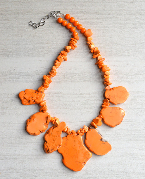 Orange Statement Beaded Acrylic Chunky Multi Strand Lucite Necklace - –  Dana LeBlanc Designs